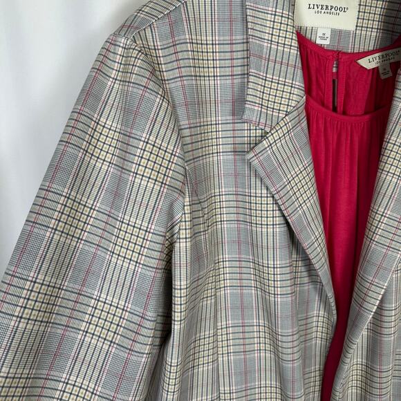 Liverpool LA Fuchsia Plaid Boyfriend Blazer and Fuchsia Shell 1X Academia Office - Picture 4 of 16